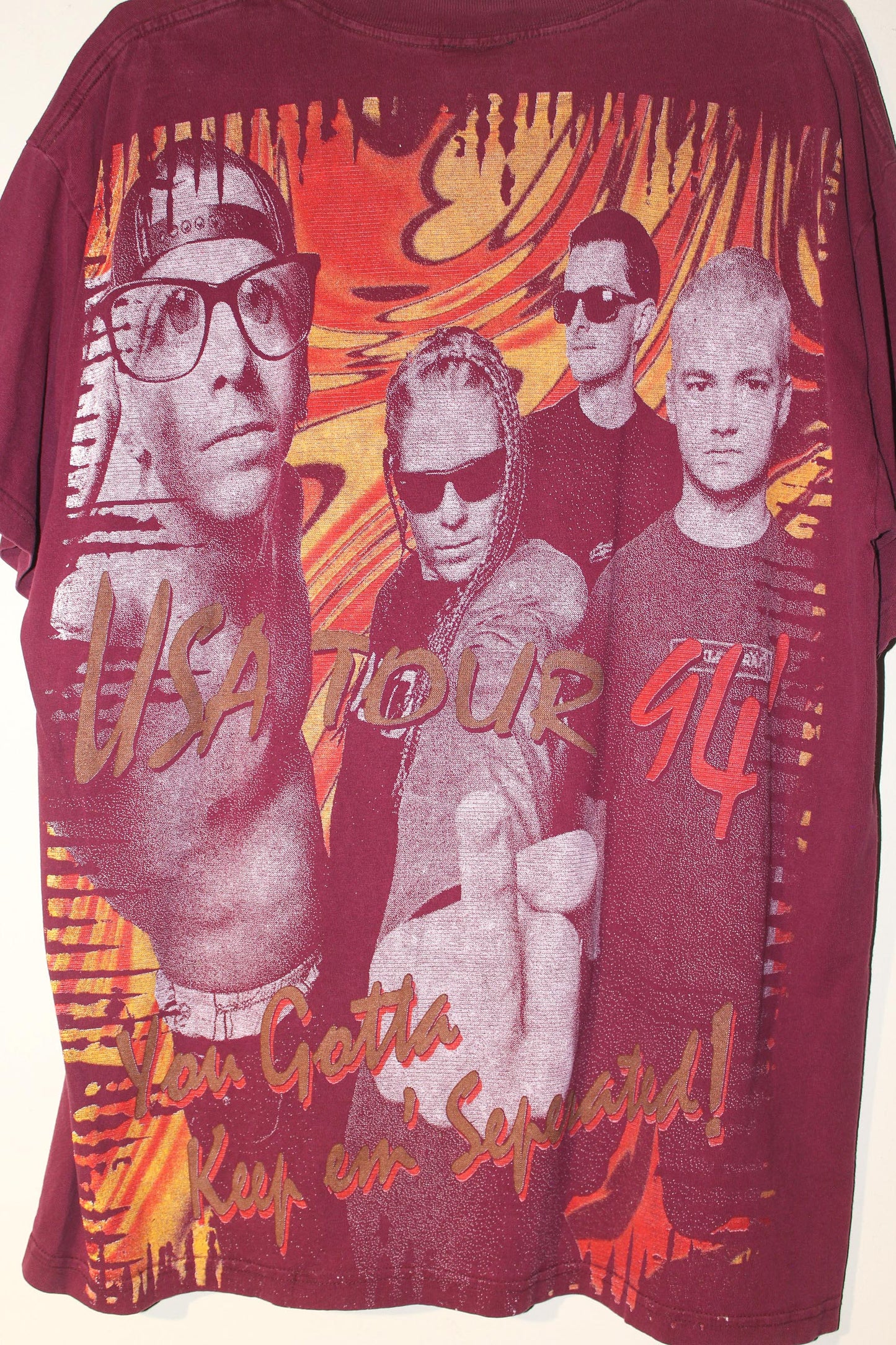 BSC OFFSPRING on 2nd hand up-gear maroon tee (L)