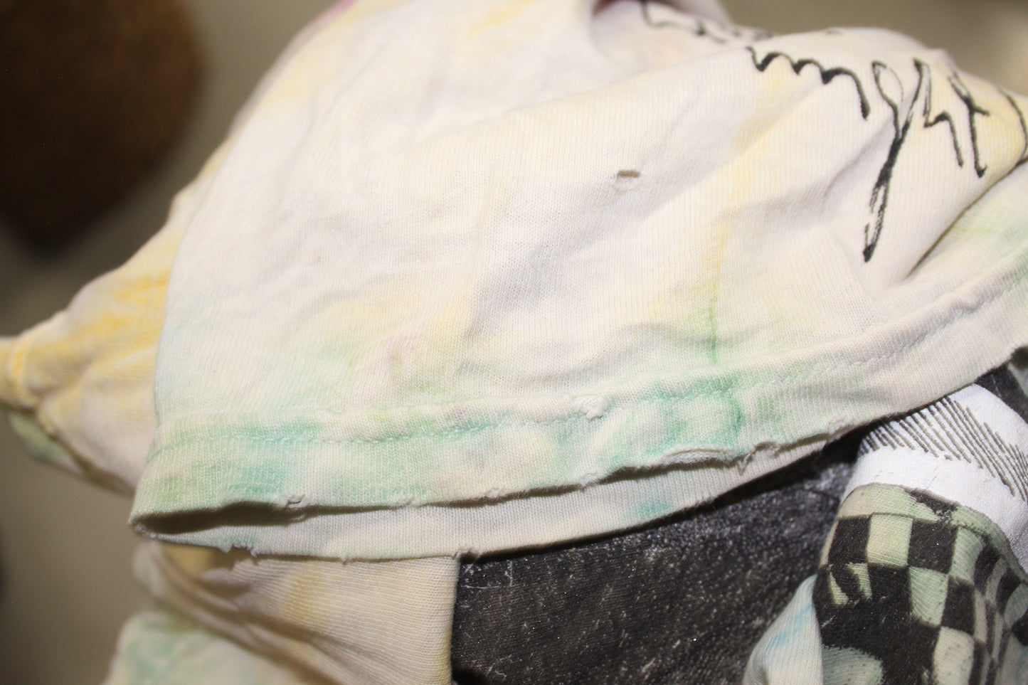 BSC PHISH Mashup print on vintage thin & distressed hanes confort tie dye t-shirt (L)