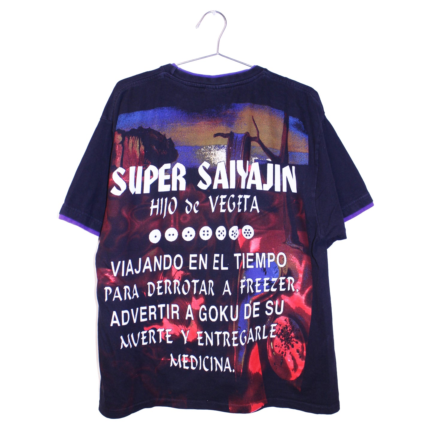 Trunks Del Futuro on vintage TBS purple trim t-shirt (XL)