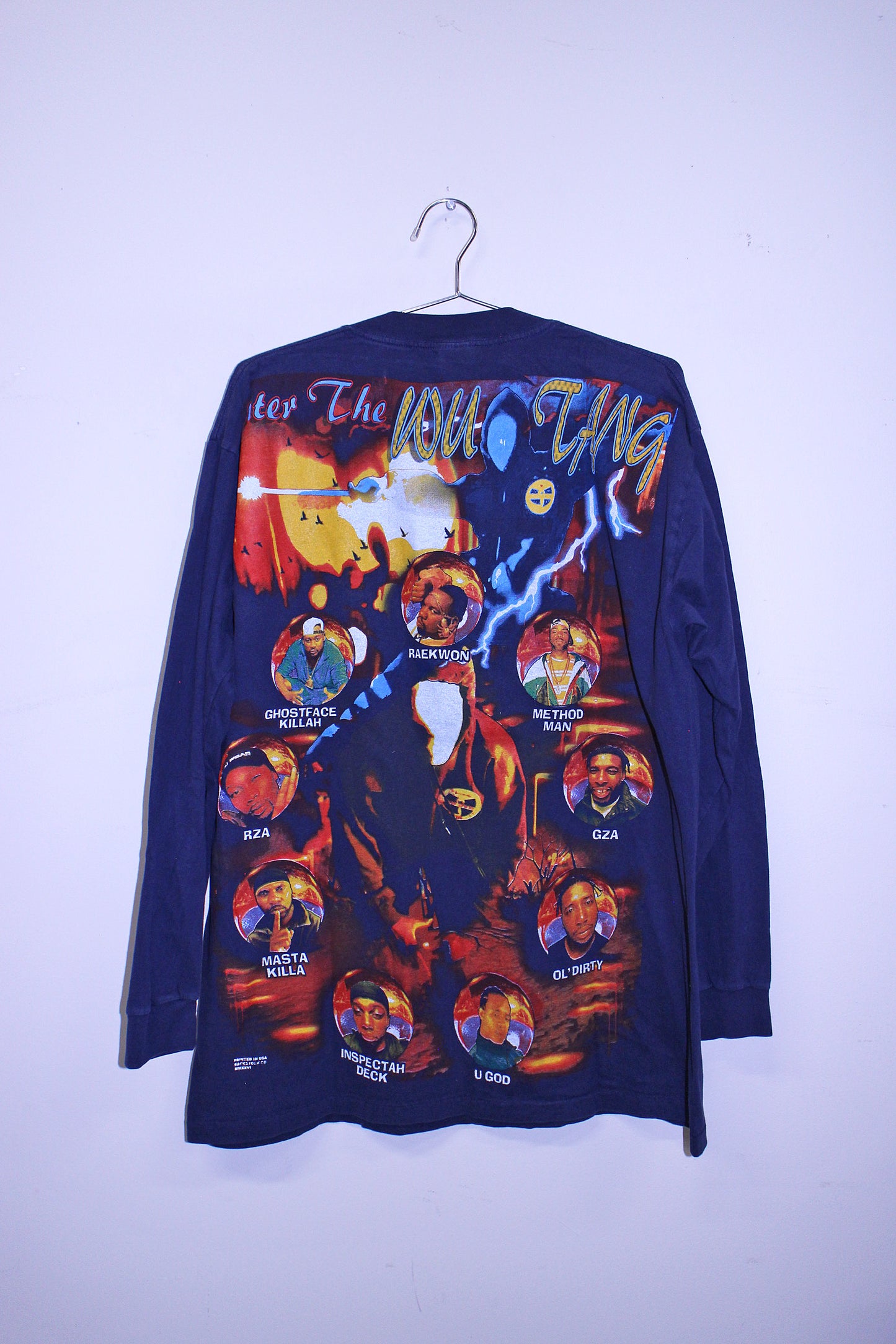 Wu Army on vintage single stitch towncraft navy longsleeve (XL)