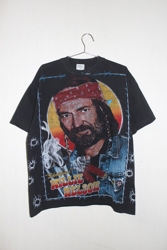 Willie Nelson on Single Stitch Lightly Faded Tee (XL-L)