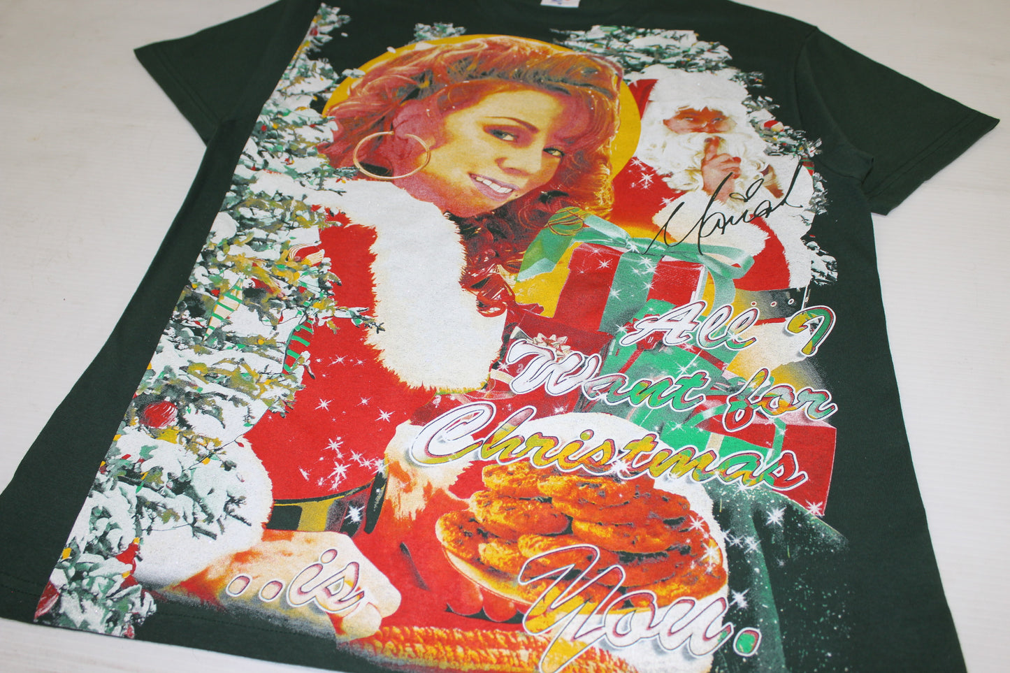 *GREEN* Mariah Carey 'All I Want For Christmas' Orig. fan art shirt