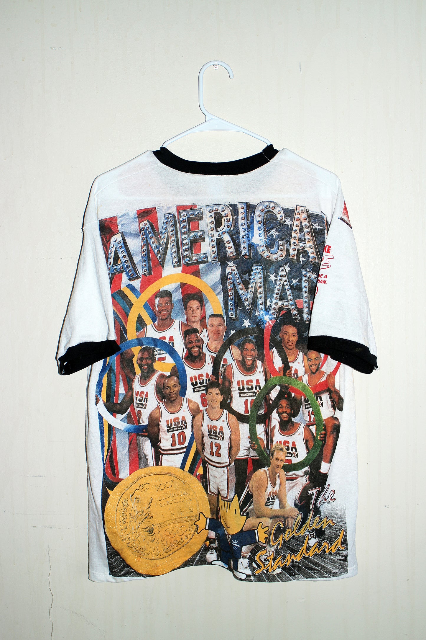 Dream Team on Vintage Tee Jerzees Ringer w/ Distressed Graphic (XL)