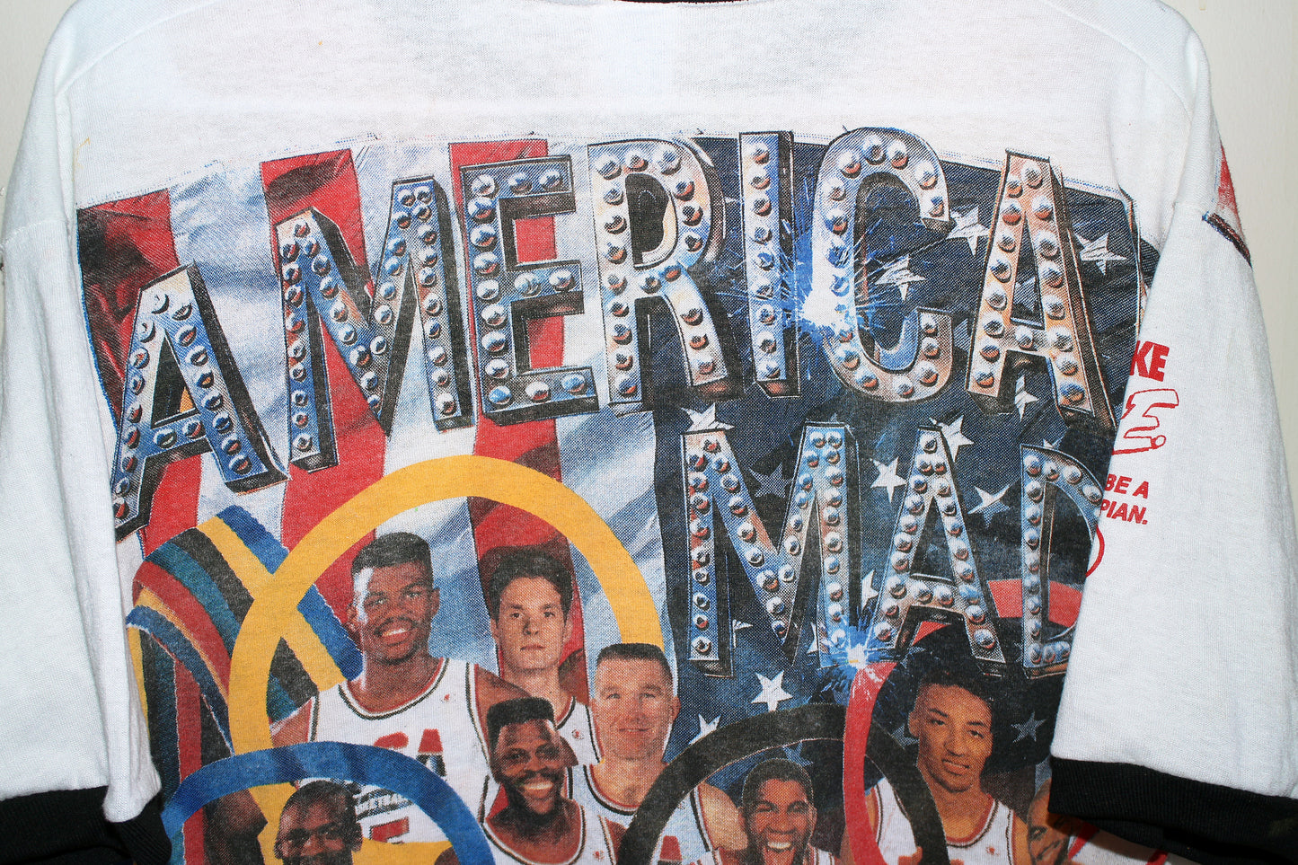 Dream Team on Vintage Tee Jerzees Ringer w/ Distressed Graphic (XL)