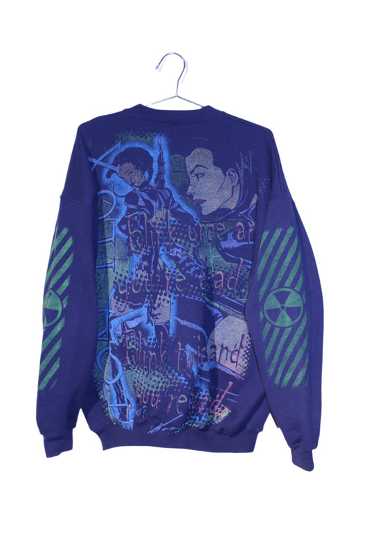Aeon Flux on vintage TULTEX navy sweatshirt (L)