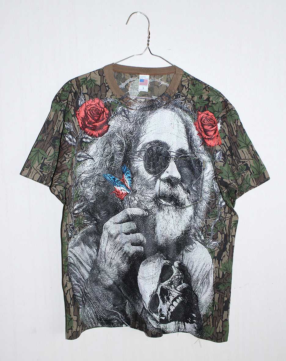 Fare Thee Well Jerry on Single Stitch Camo pocket tee (L)