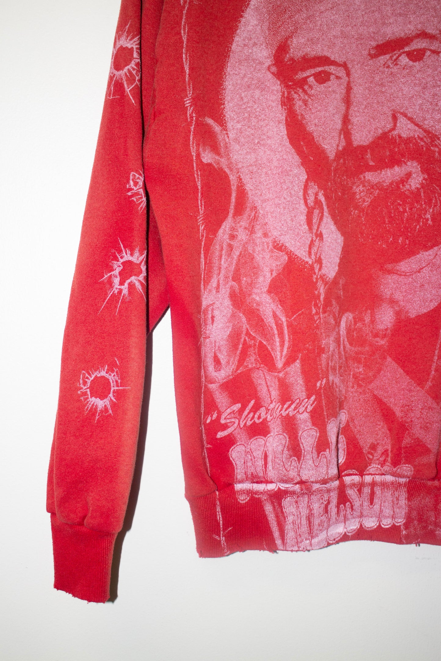 WIllie Nelson Mono Print on Vintage faded Sweatshirt (M)