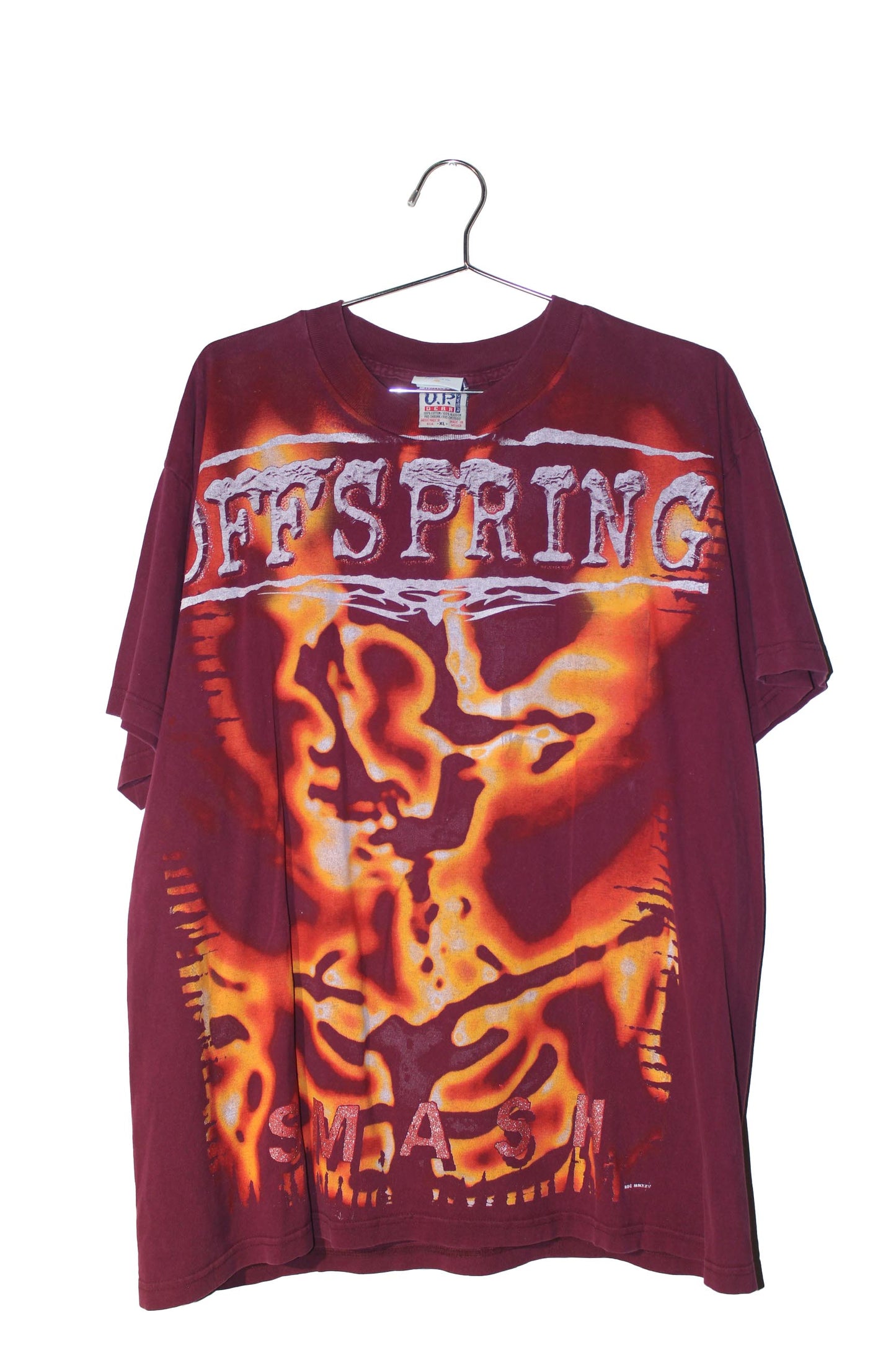 BSC OFFSPRING on 2nd hand up-gear maroon tee (L)