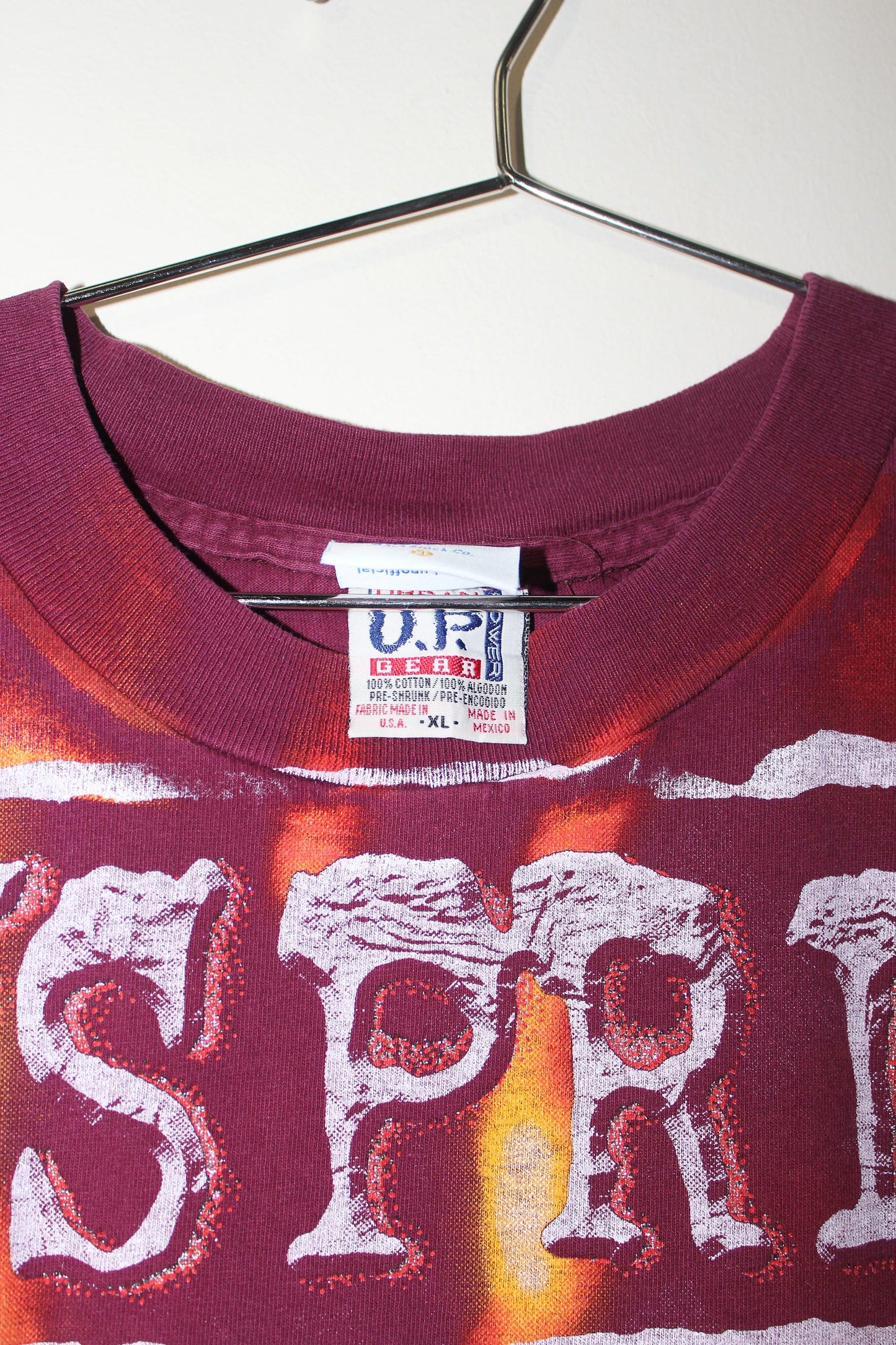 BSC OFFSPRING on 2nd hand up-gear maroon tee (L)