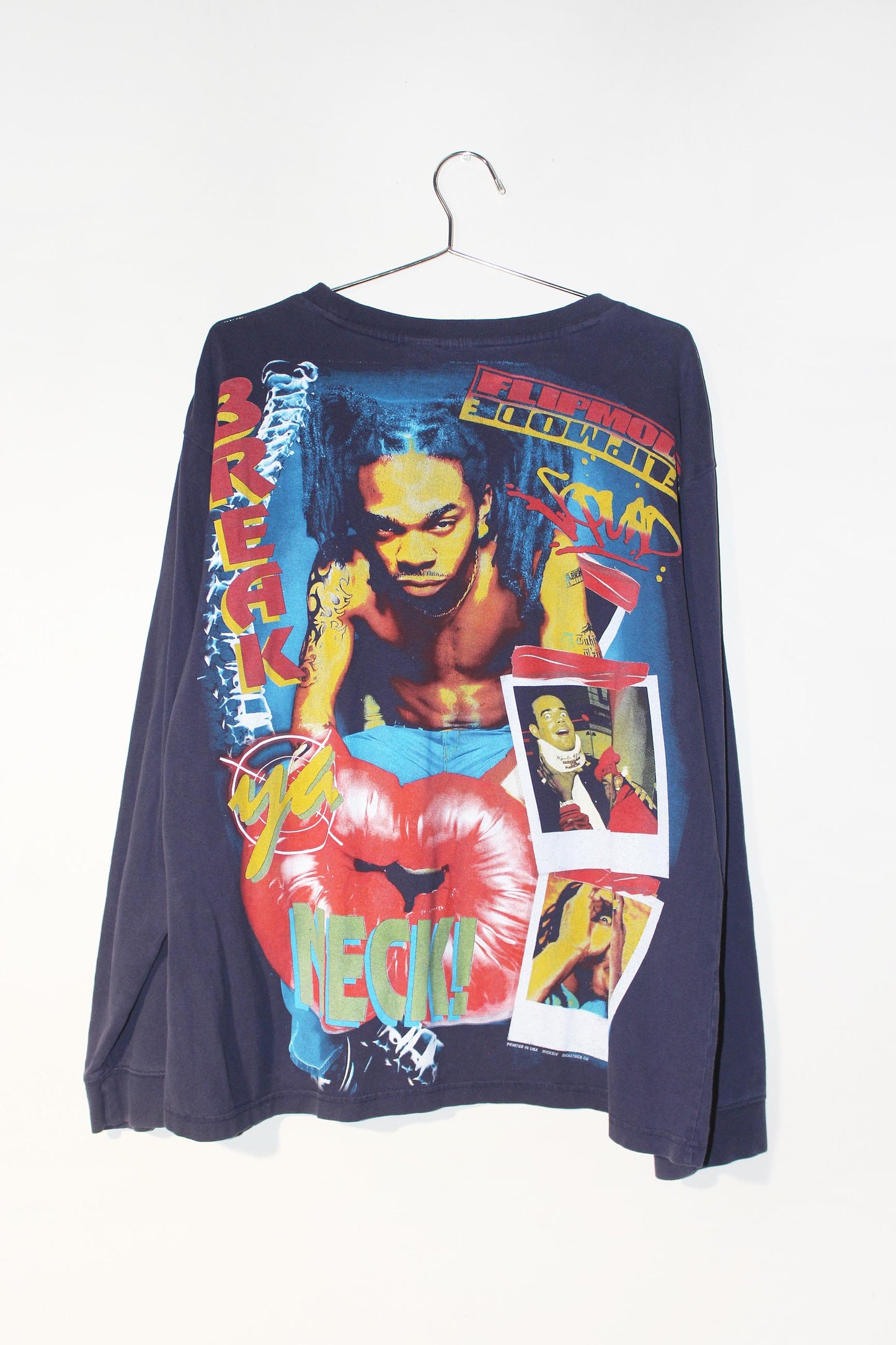 Busta Rhymes on navy basic editions long sleeve tee (L)