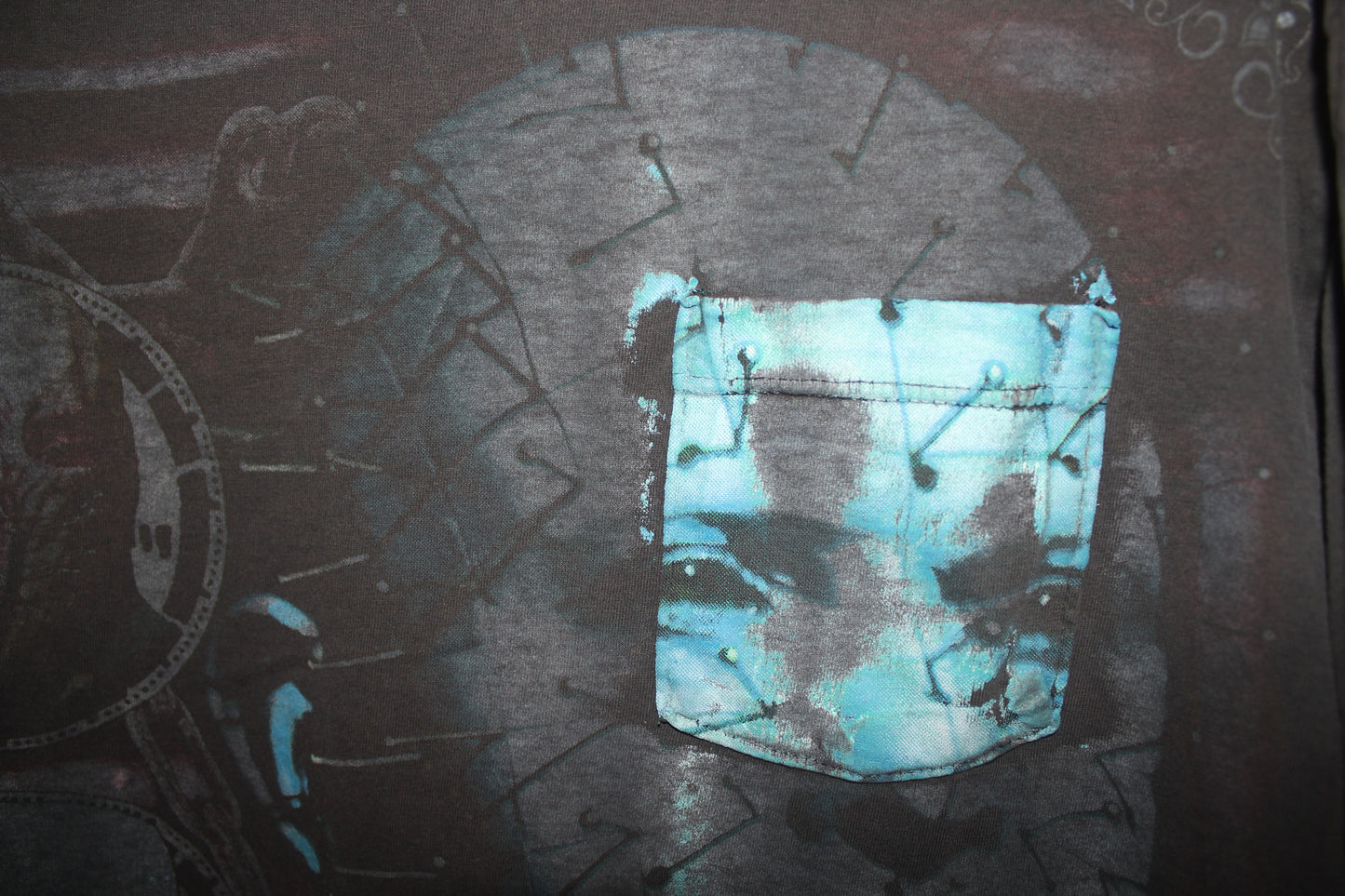 Heavy Distressed Vintage Jerzees Pocket tee (LG)