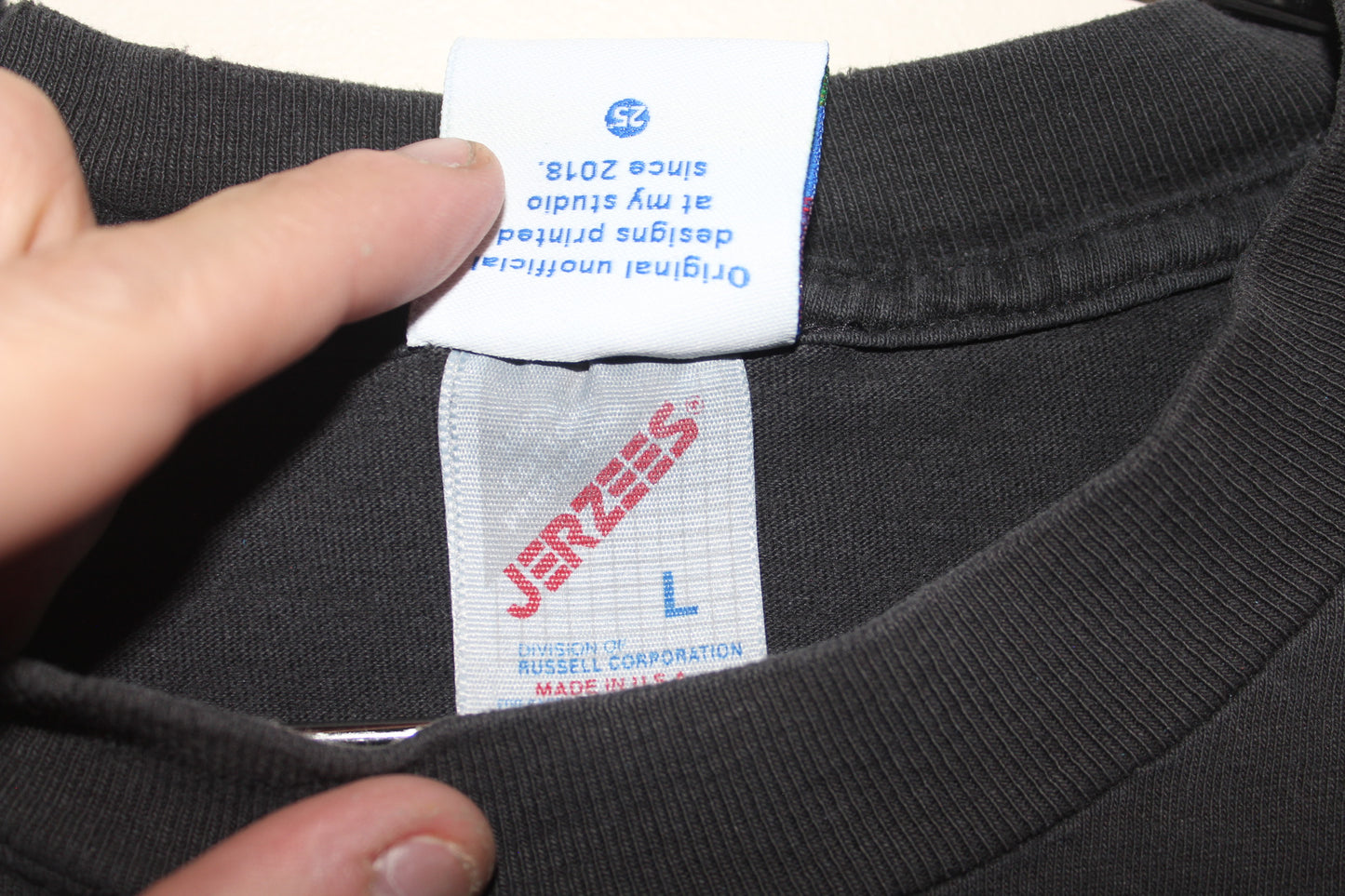 Heavy Distressed Vintage Jerzees Pocket tee (LG)