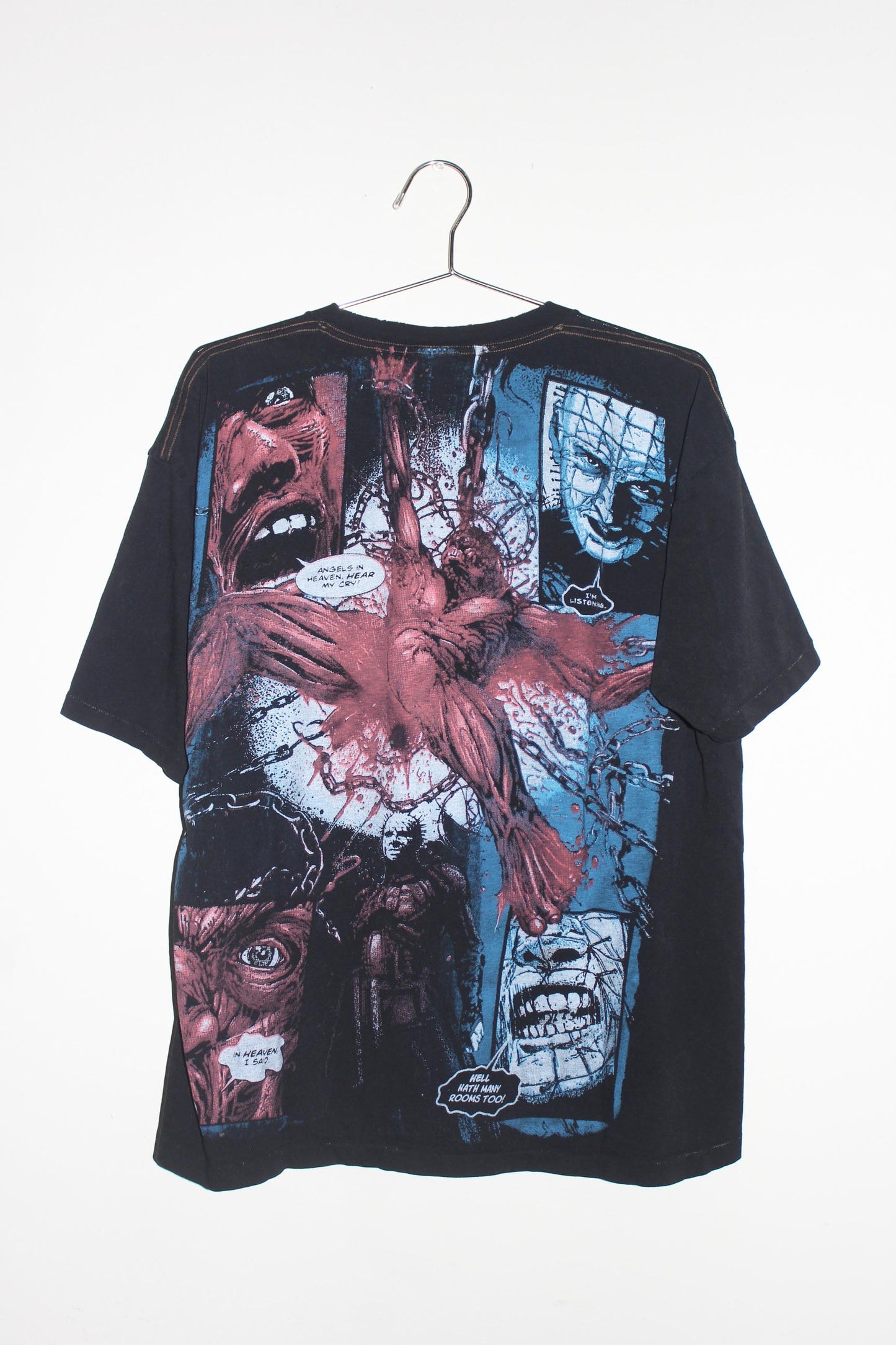 Heavy Distressed Hellrasier on single stitch GAP pocket tee (L)