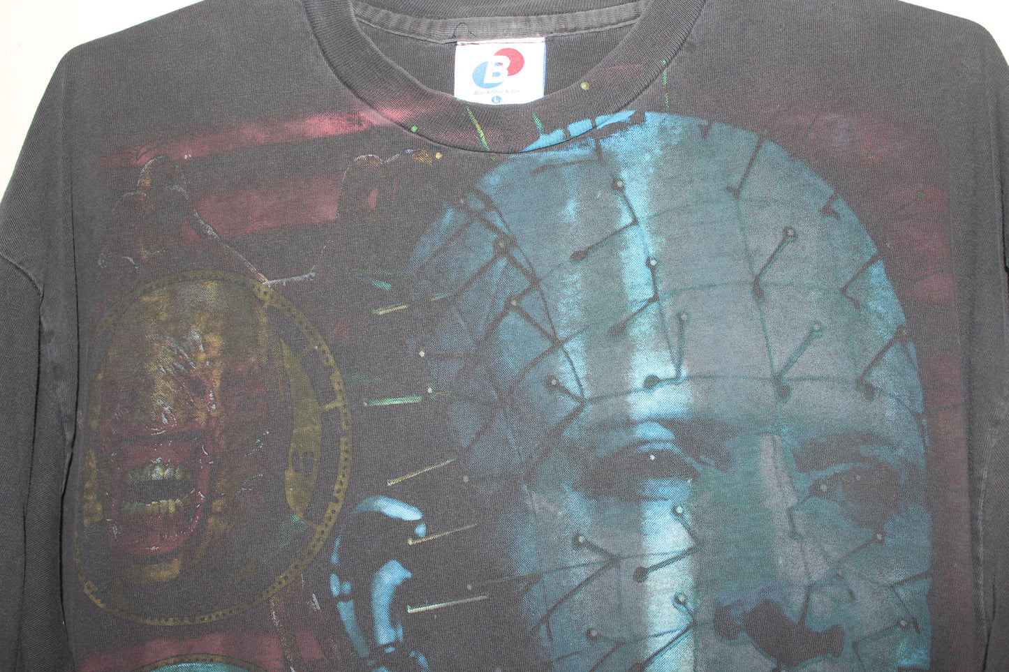 Distressed Hellraiser on Single stitch vintage long sleeve