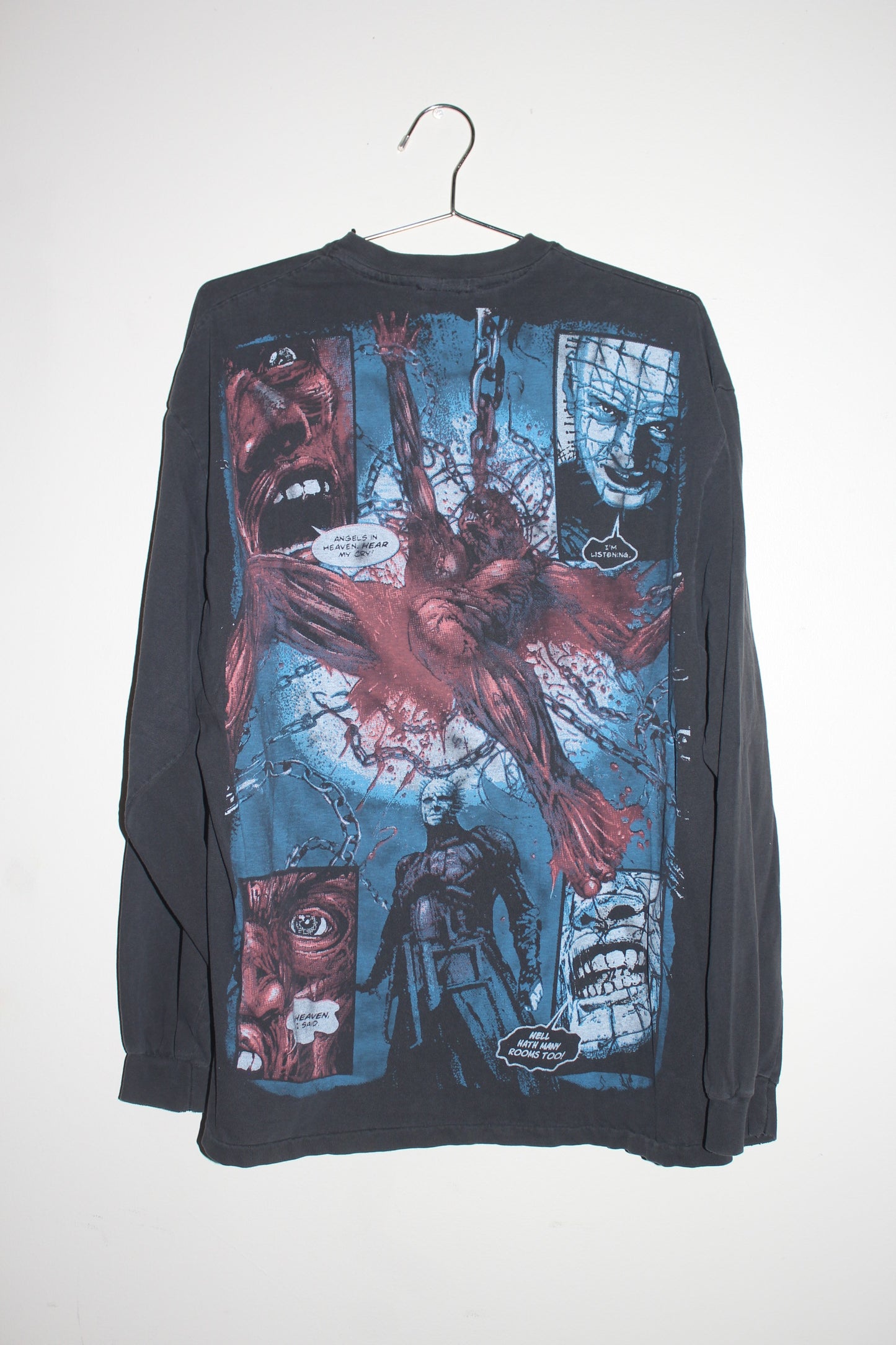 Distressed Hellraiser on Single stitch vintage long sleeve