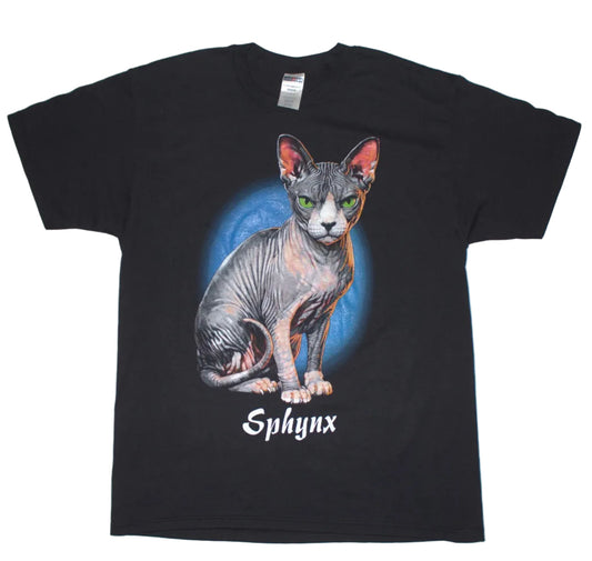 Sphynx Cat Tee on vintage Jerzees 50/50 shirt (L)