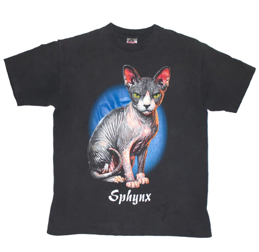 Sphynx Cat Tee on vintage Jerzees 50/50 shirt (L)