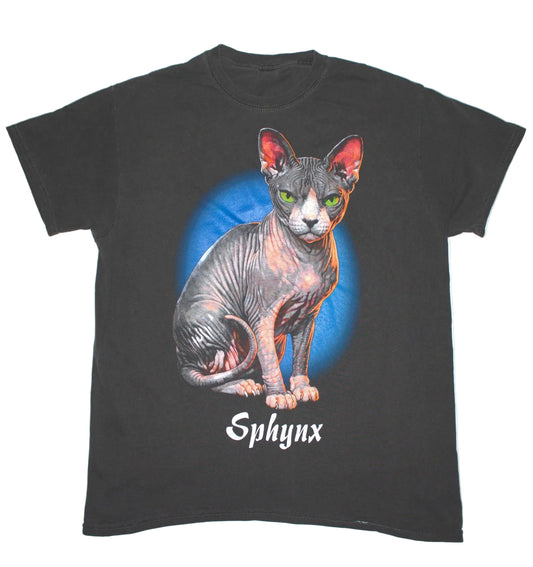Sphynx Cat Tee on garment dyed shirt (L)