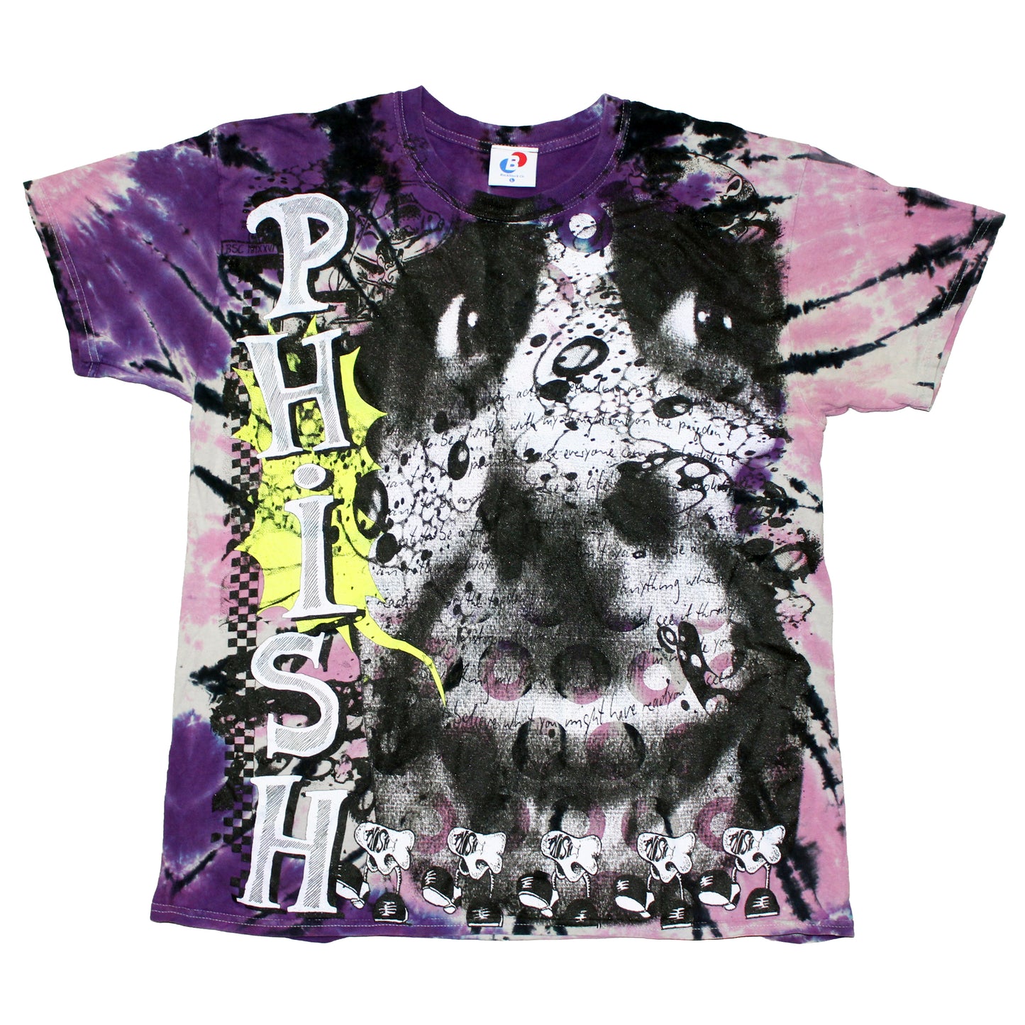 BSC PHISH Mashup print on vintage tie dye t-shirt (L)