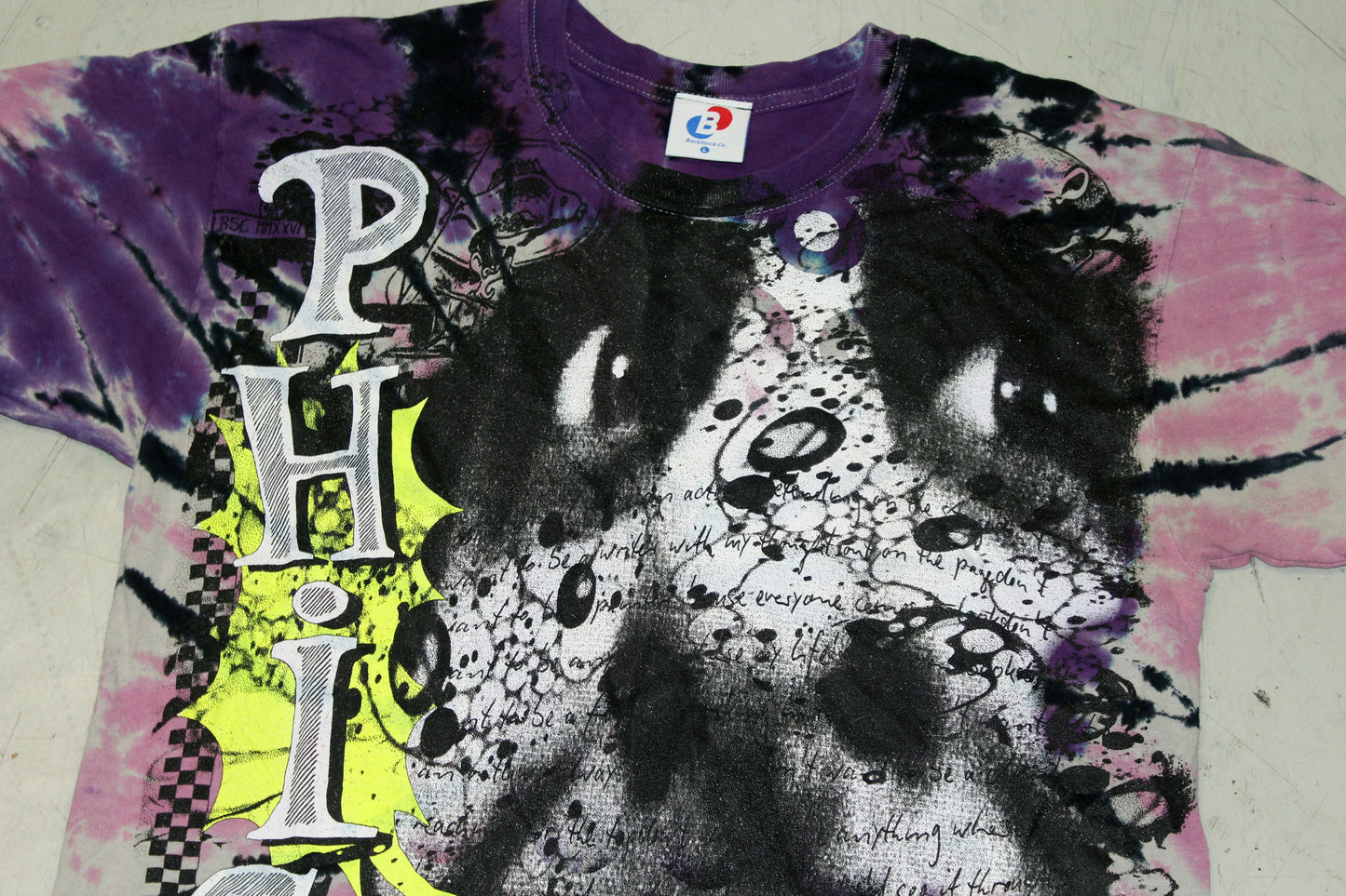 BSC PHISH Mashup print on vintage tie dye t-shirt (L)