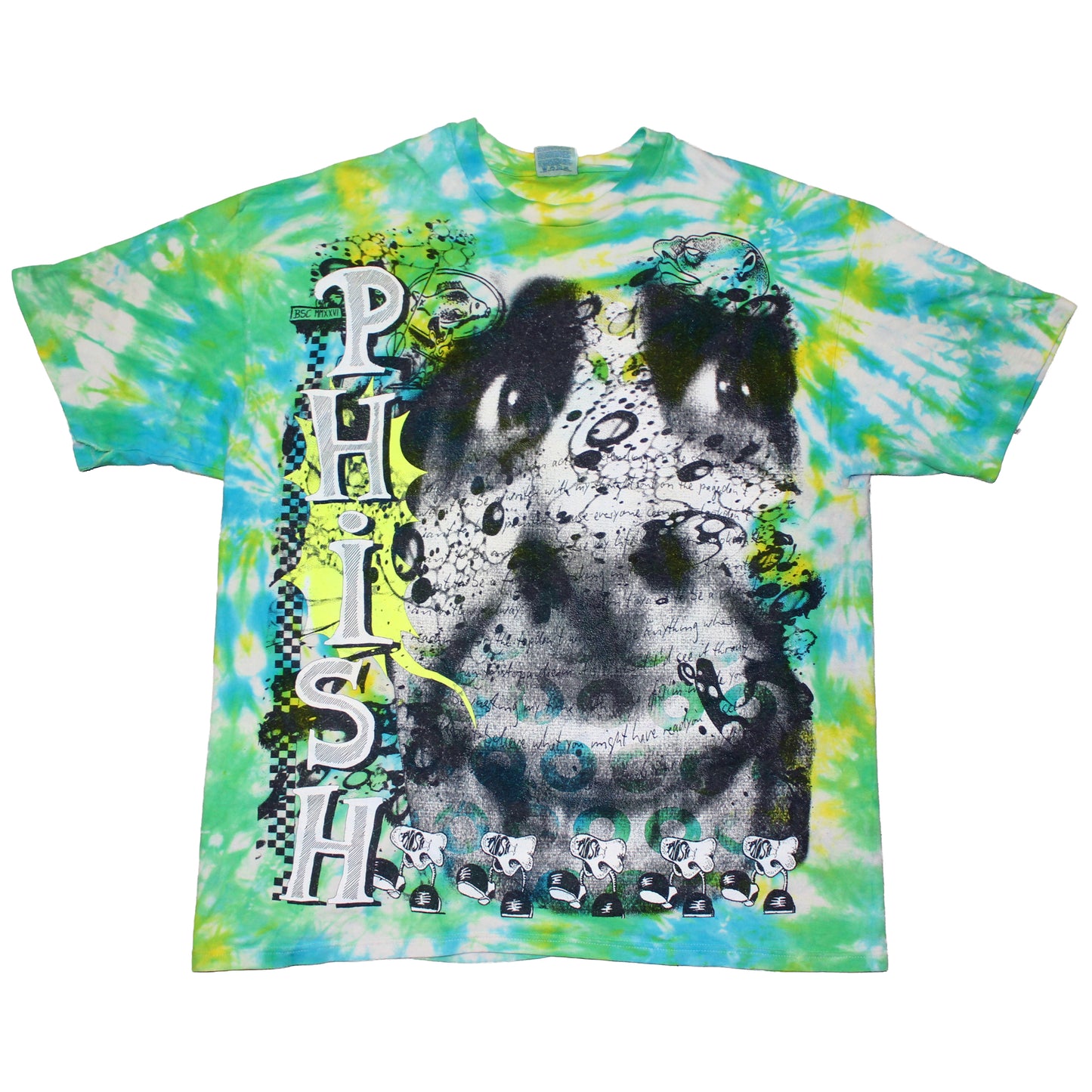 BSC PHISH Mashup print on vintage Hanes Beefy tee tie dye t-shirt (XXL)