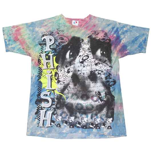 BSC PHISH Mashup print on vintage Sostanza distressed tie dye t-shirt (XXL)