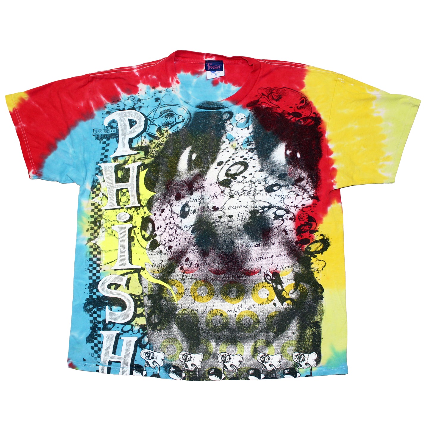 BSC PHISH Mashup print on vintage FREEZE tie dye t-shirt (L)