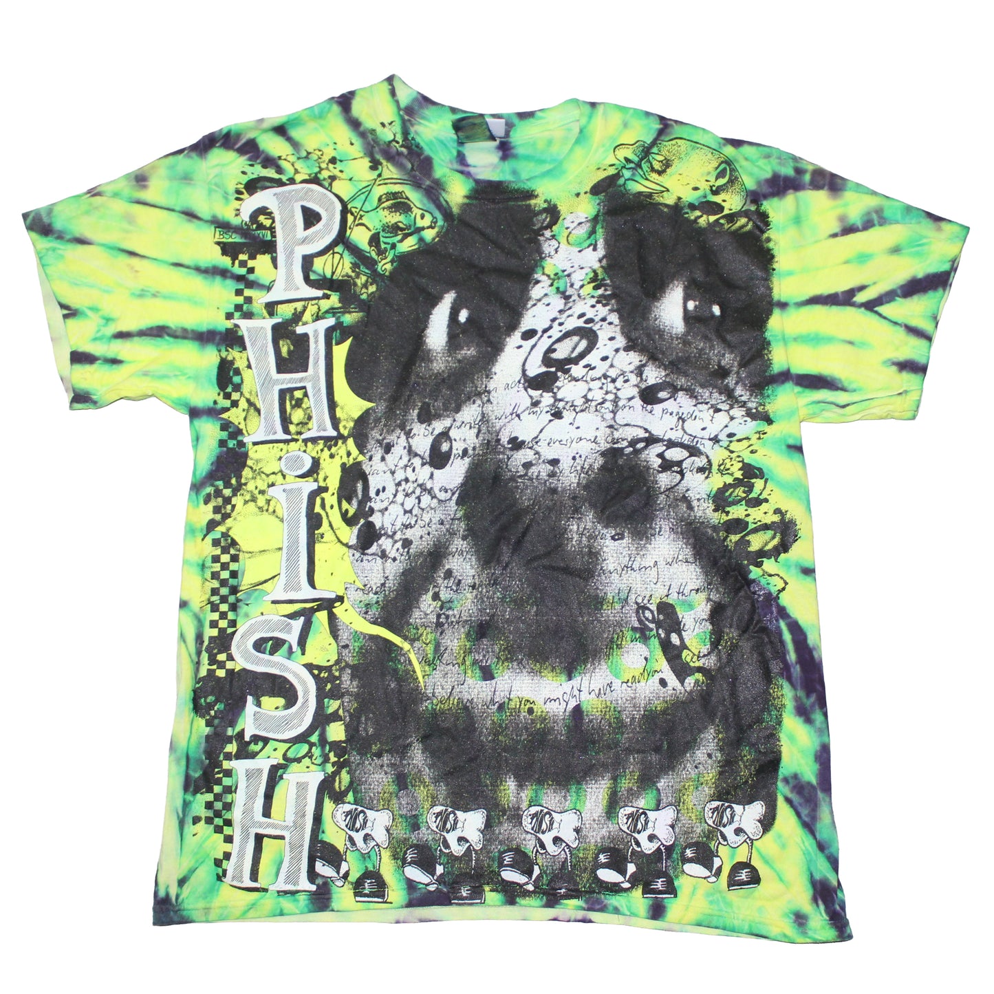 BSC PHISH Mashup print on Colortone Neon tie dye t-shirt (L)
