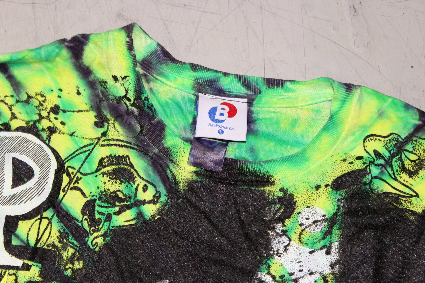 BSC PHISH Mashup print on Colortone Neon tie dye t-shirt (L)