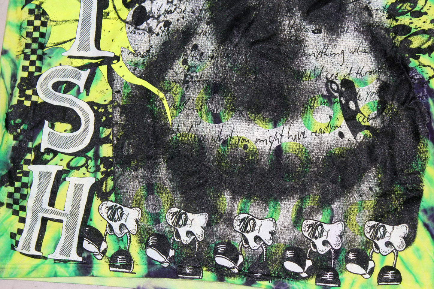 BSC PHISH Mashup print on Colortone Neon tie dye t-shirt (L)