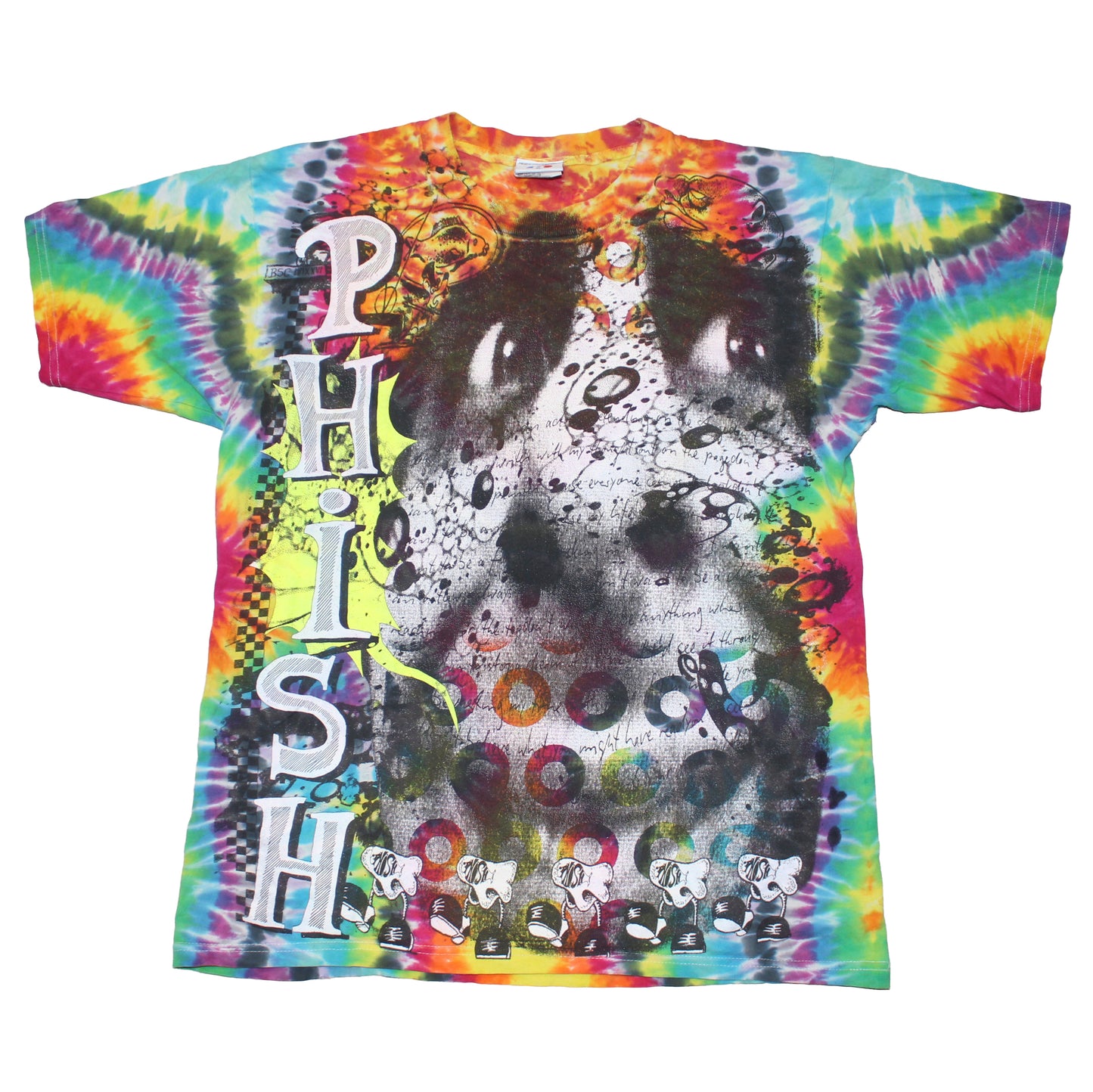 BSC PHISH Mashup print on vintage 90's Gildan tie dye t-shirt (L)
