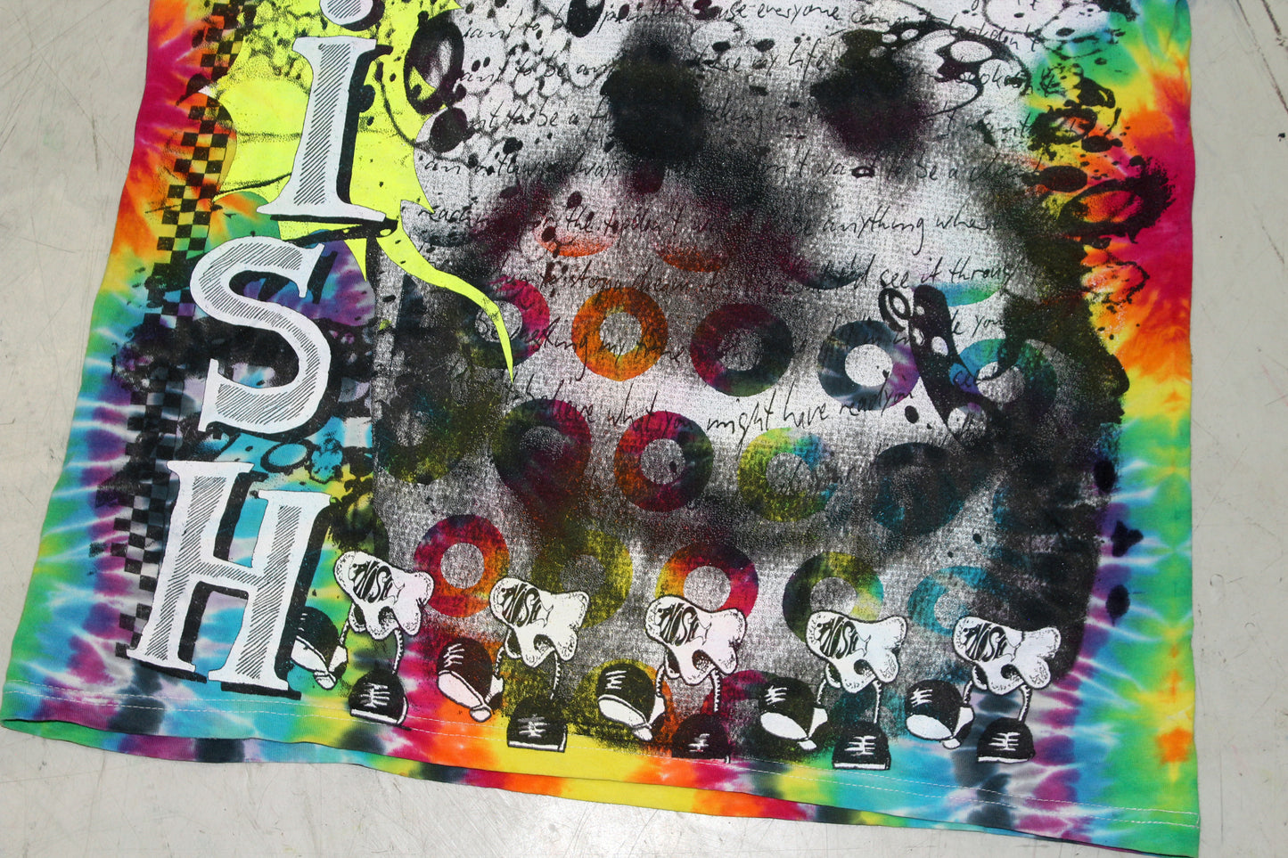 BSC PHISH Mashup print on vintage 90's Gildan tie dye t-shirt (L)