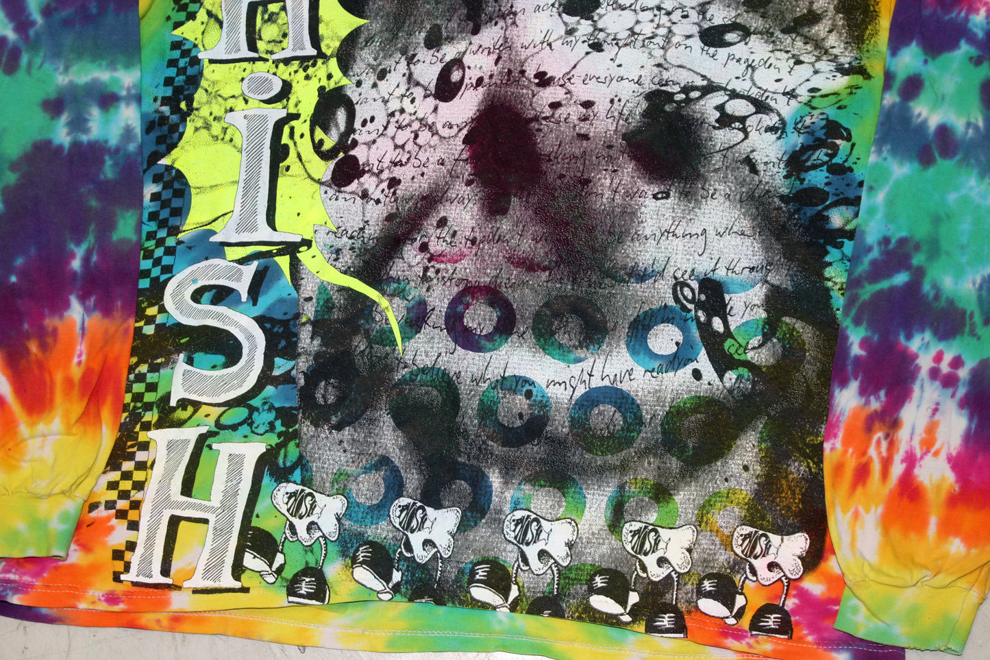BSC PHISH Mashup print on vintage distressed tie dye t-shirt (XL)