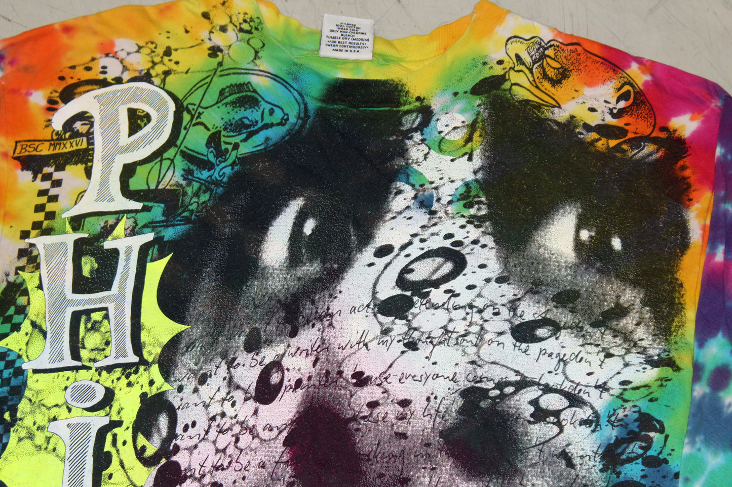 BSC PHISH Mashup print on vintage distressed tie dye t-shirt (XL)