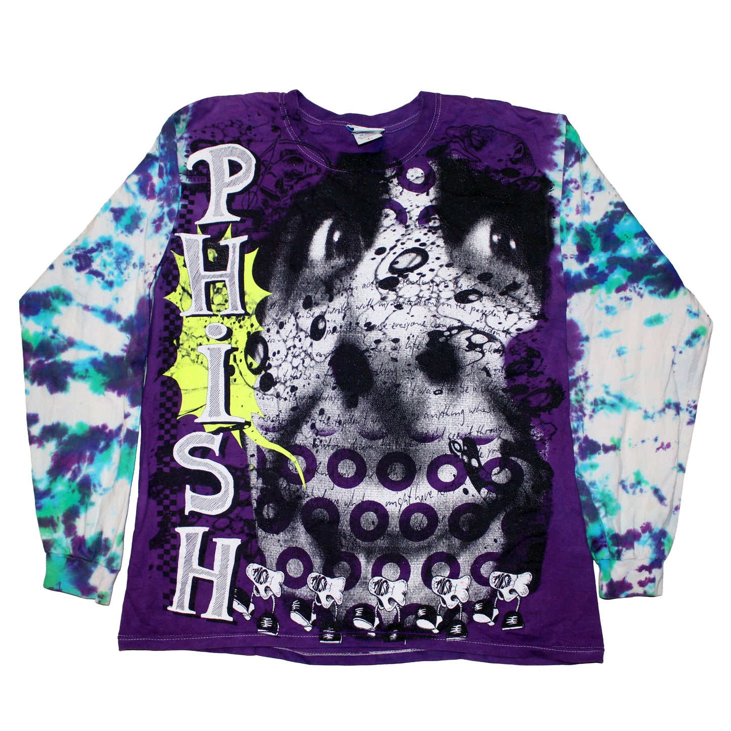 BSC PHISH Mashup print on vintage mid 00's tie dye t-shirt (L)