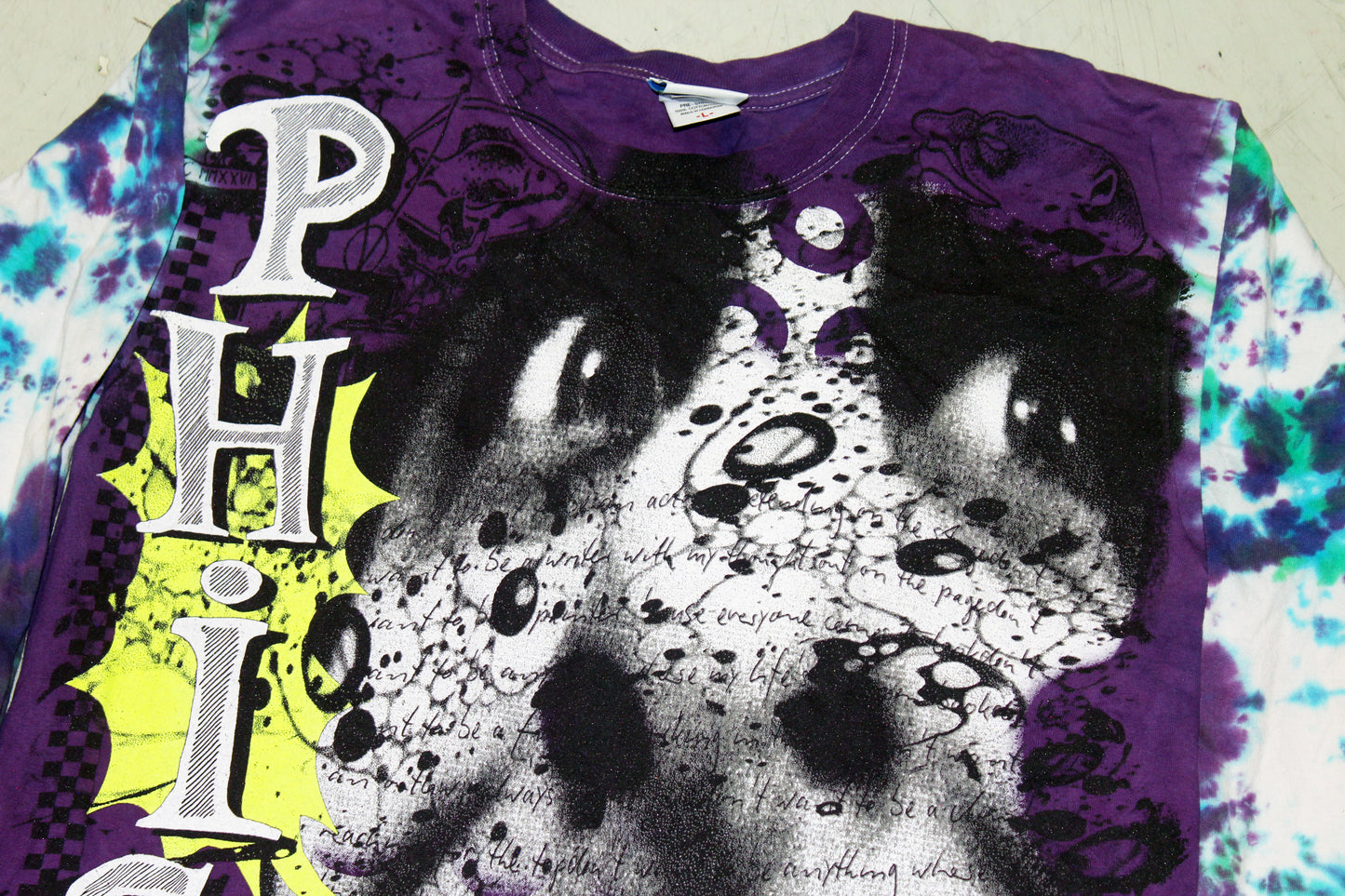 BSC PHISH Mashup print on vintage mid 00's tie dye t-shirt (L)