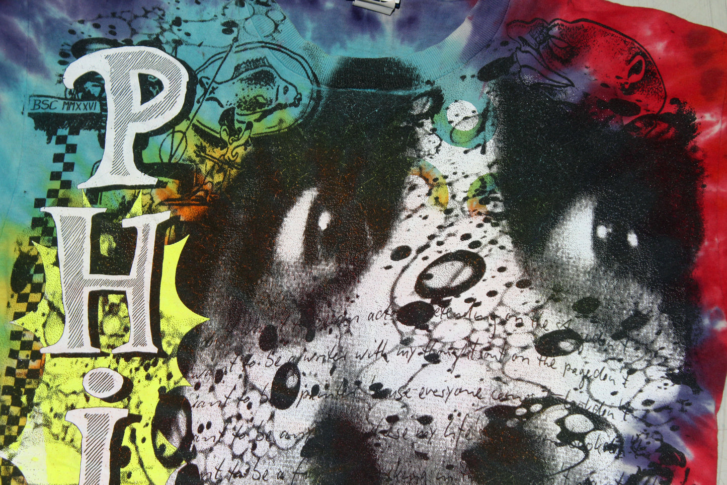 BSC PHISH Mashup print on vintage tie dye t-shirt (L)