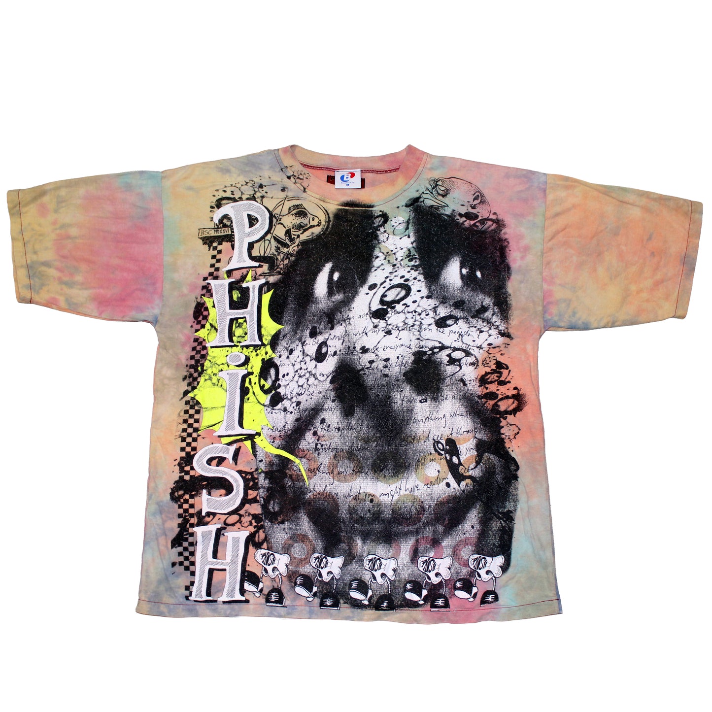 BSC PHISH Mashup print on vintage permit pastel tie dye t-shirt (L)