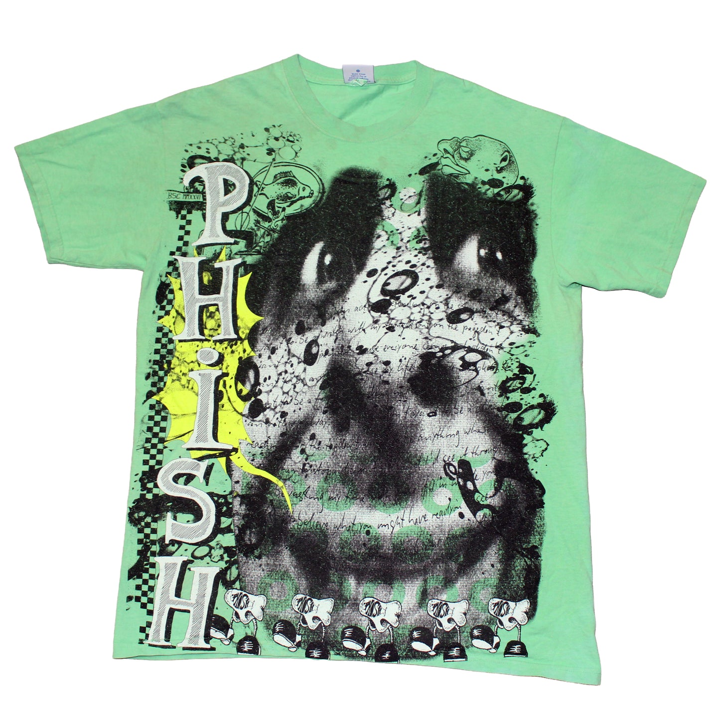 BSC PHISH Mashup print on vintage Delta green sherbert  t-shirt (L)