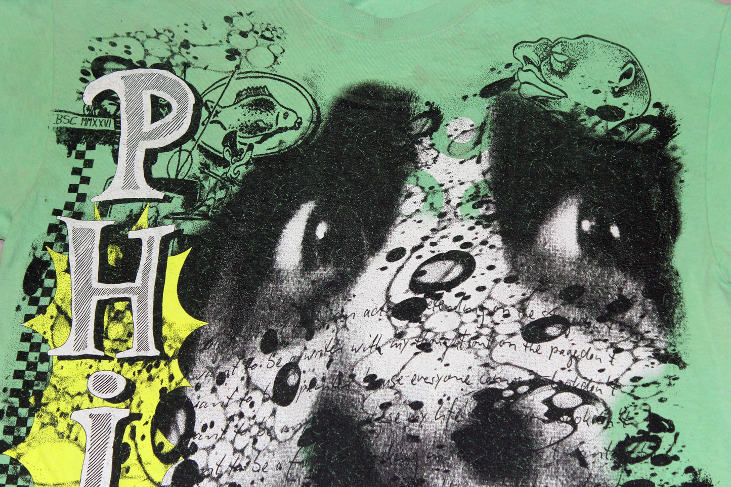 BSC PHISH Mashup print on vintage Delta green sherbert  t-shirt (L)