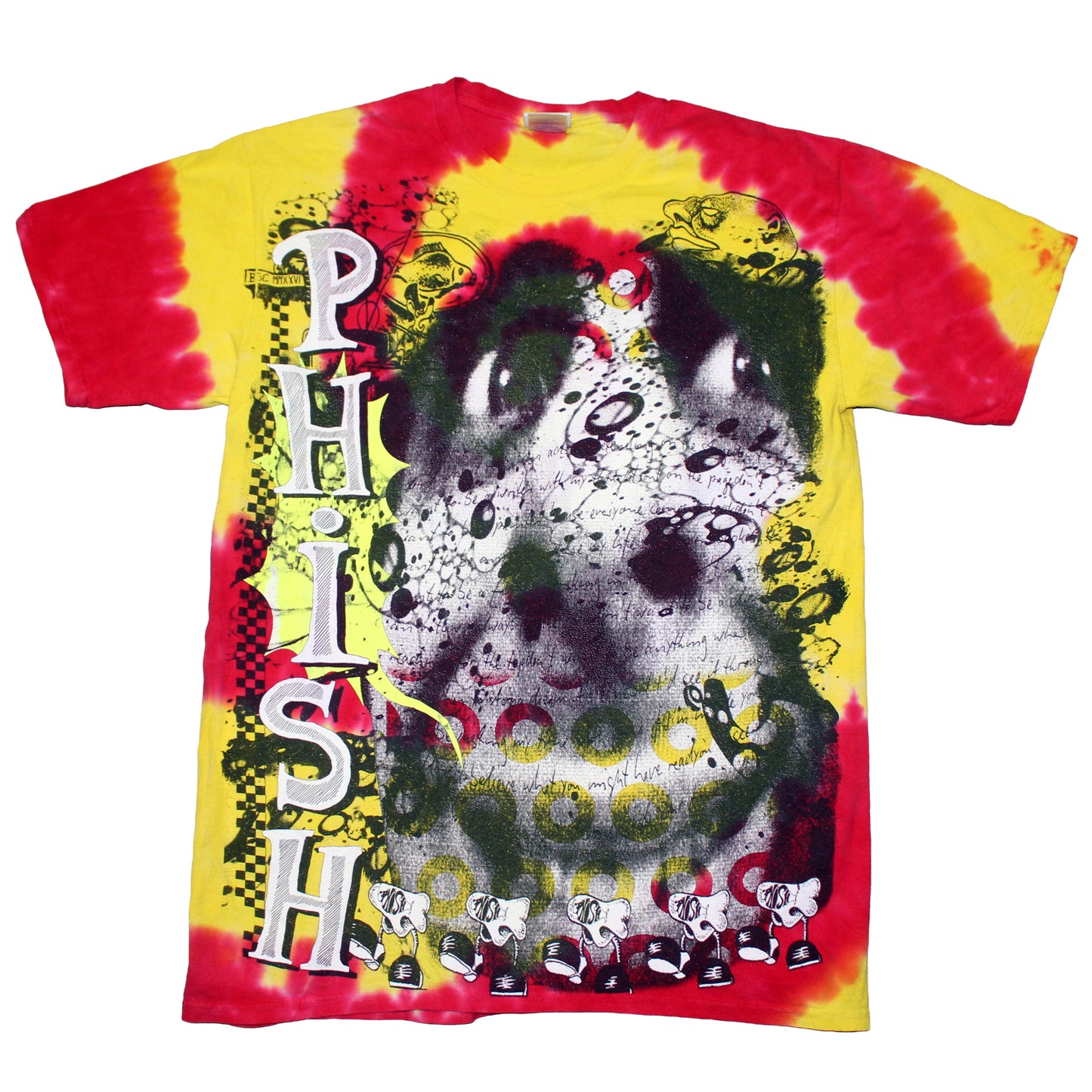BSC PHISH Mashup print on vintage mid 00's tie dye t-shirt (L)