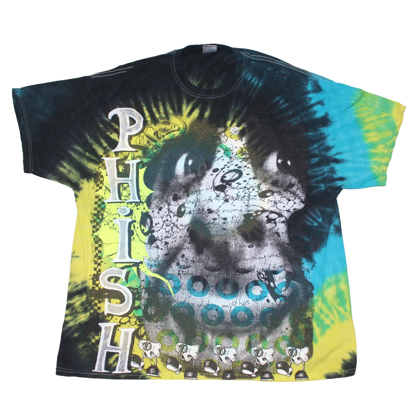 BSC PHISH Mashup print on vintage mid 00's tie dye t-shirt (XXL)
