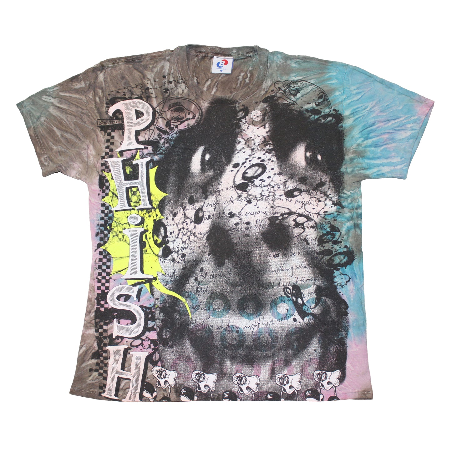 BSC PHISH Mashup print on vintage Hanes Heavyweight tie dye t-shirt (L)