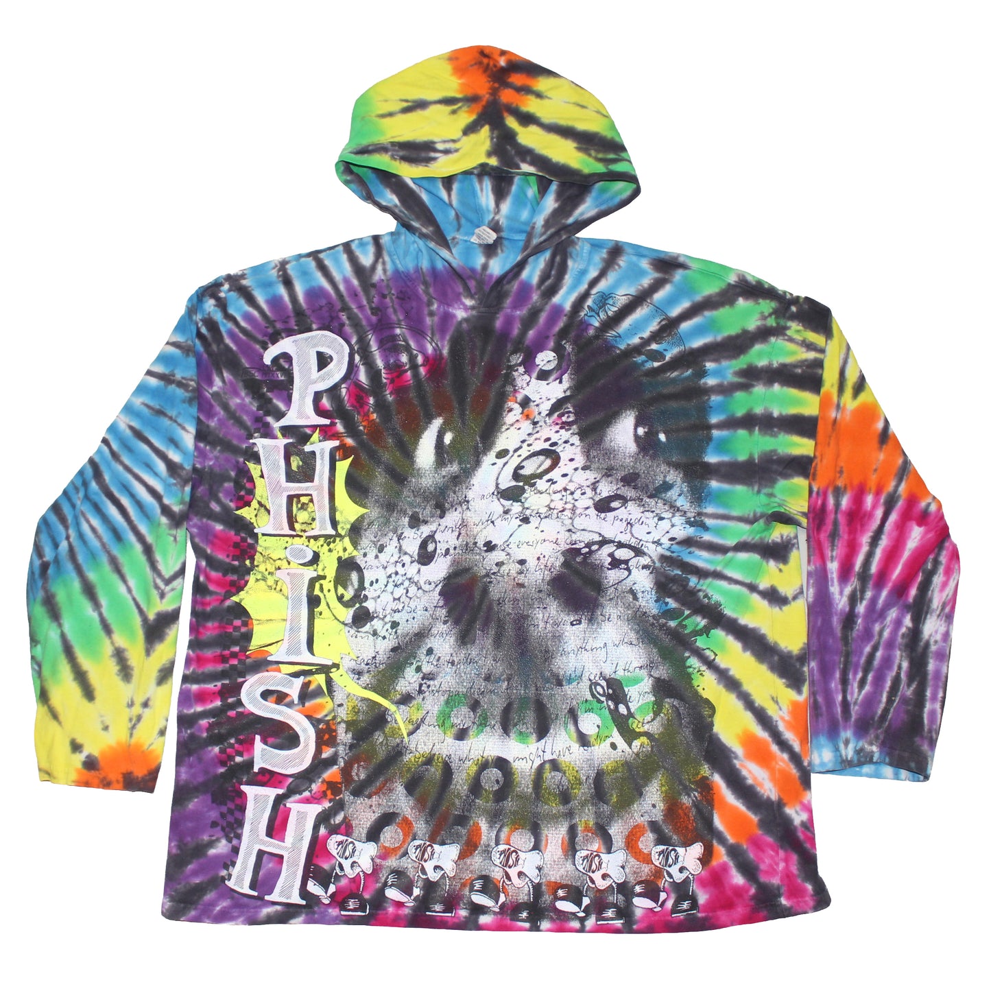 BSC PHISH Mashup print on vintage Dharma tie dye hoodie long sleeve shirt (XL)