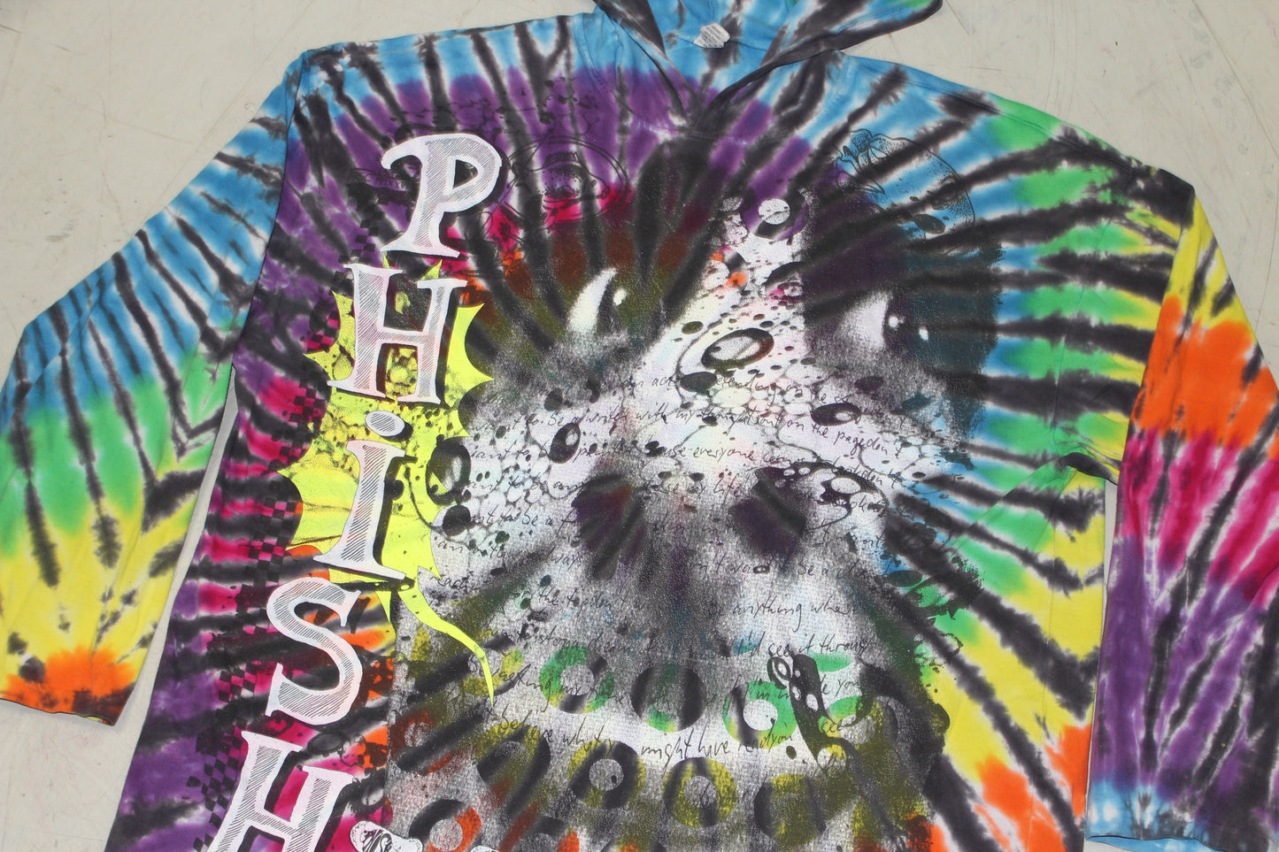 BSC PHISH Mashup print on vintage Dharma tie dye hoodie long sleeve shirt (XL)