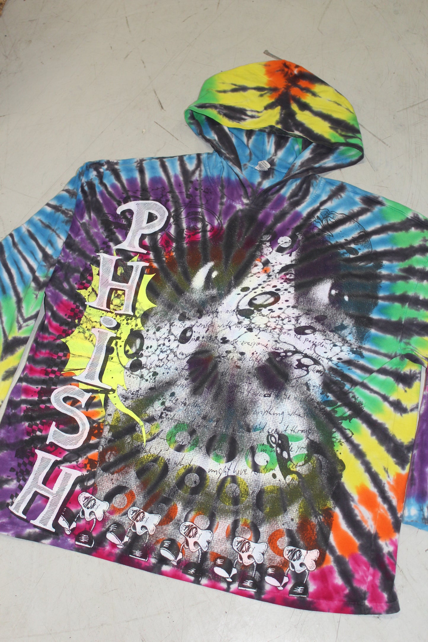 BSC PHISH Mashup print on vintage Dharma tie dye hoodie long sleeve shirt (XL)