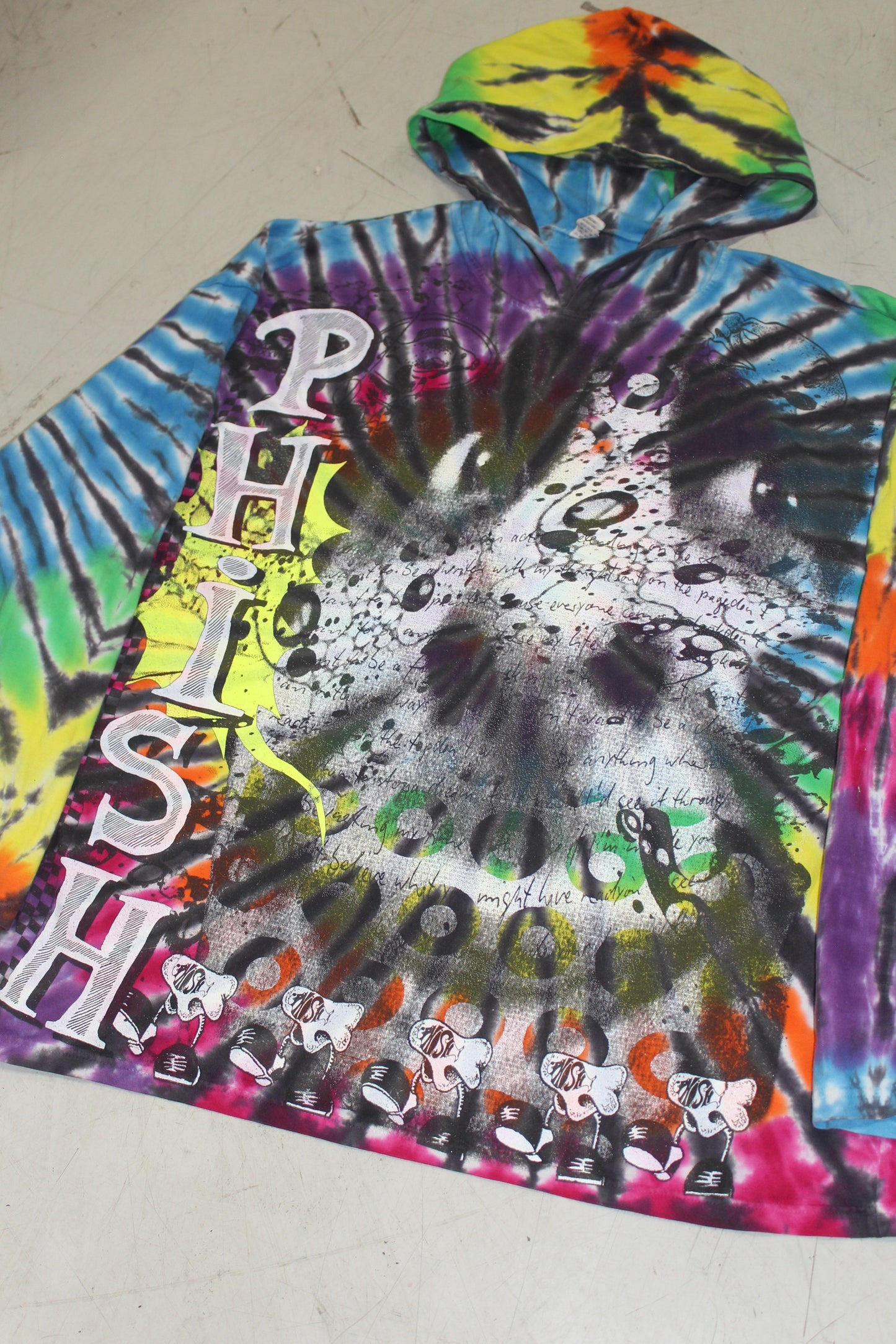 BSC PHISH Mashup print on vintage Dharma tie dye hoodie long sleeve shirt (XL)