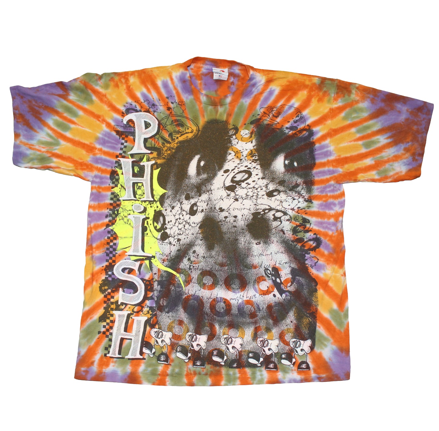 BSC PHISH Mashup print on vintage ALORE single stitch tie dye t-shirt (XXL)