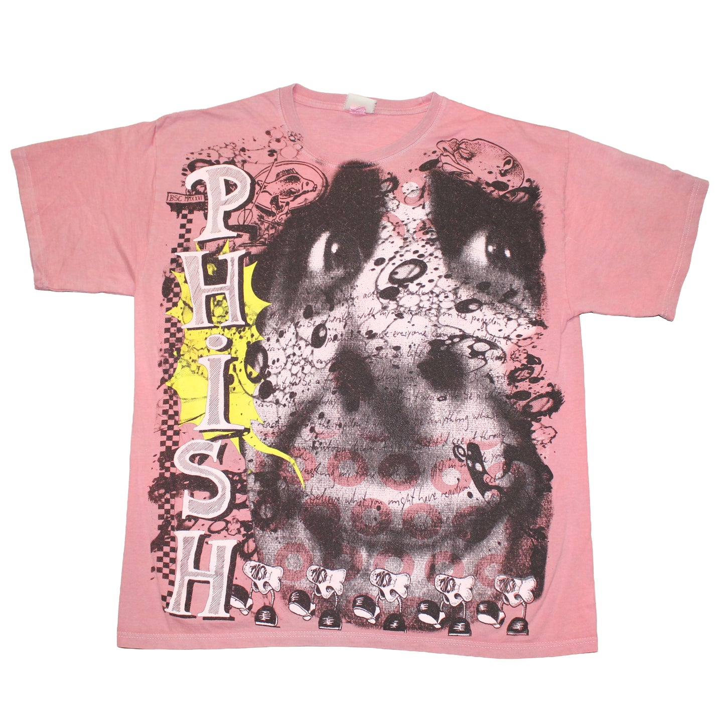 BSC PHISH Mashup print on vintage soft KEYA washed Salmon t-shirt (XL)