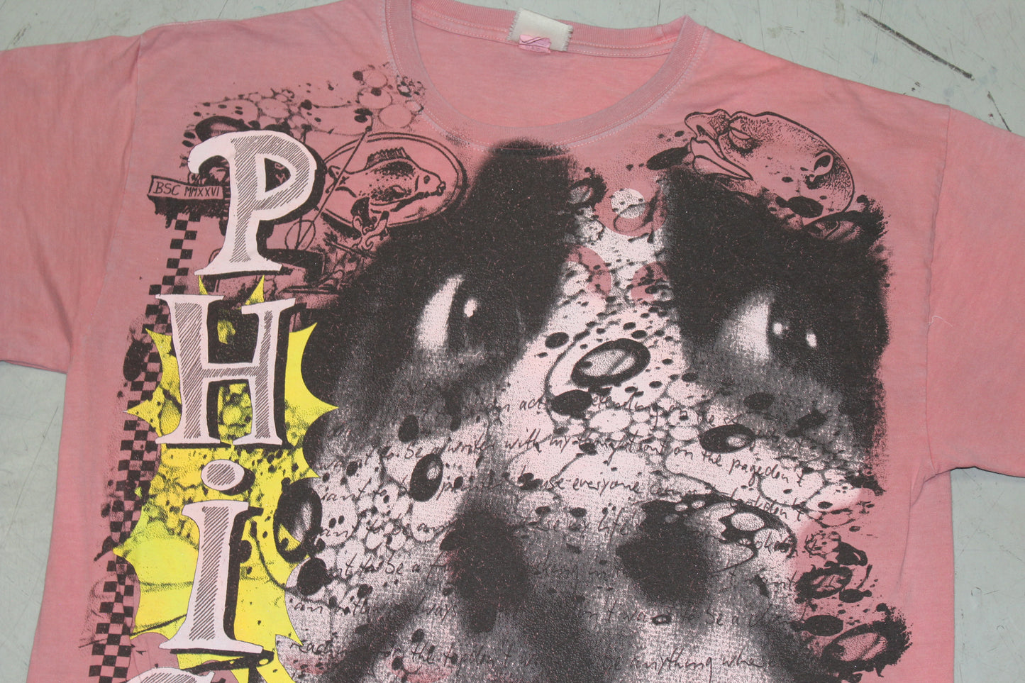 BSC PHISH Mashup print on vintage soft KEYA washed Salmon t-shirt (XL)